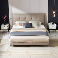 全友（QUANU）家居床简约卧室皮床双人床拉点软靠床实木内架全软包床小 1.5米B皮床+169床垫