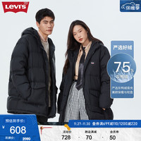 Levi's李维斯同款中长款羽绒服保暖厚外套复古潮流休闲百搭 黑色 M