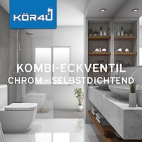 kör4u 镀铬组合角阀,1/2 英寸,带回流防止器,自密封,带洗衣机软管连接,洗碗机