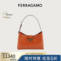 菲拉格慕 Ferragamo) 女棕色牛皮革肩包 0745036礼盒 礼物