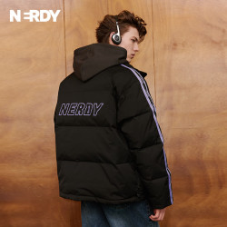 nerdy羽绒服男女长短款保暖串标羽绒服外套上衣大口袋宽松休闲潮黑色