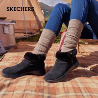 SKECHERS 斯凯奇 2023新款雪地靴女冬季加绒保暖时尚百搭短靴户外加厚休闲鞋 BKGY黑色/灰色 36