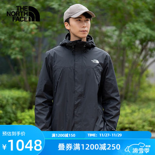 北面（The North Face）单层冲锋衣男户外连帽外套男防水排湿耐磨户外|7QOH JK3/黑色 L/175