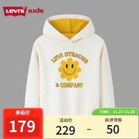 Levi's李维斯童装女童撞色卫衣儿童加绒保暖笑脸上衣 古老白 155/72(L)