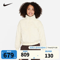 NIKE 耐克大童装女童夹克人造皮草保暖儿童上衣外套 椰奶色 135/60(XS)