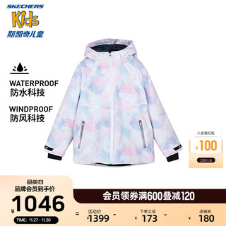 SKECHERS 斯凯奇 女童裥棉外套防泼水防风滑雪服商场同款秋冬儿童服P423G019 星河璀璨炫彩印花/03HS 165cm