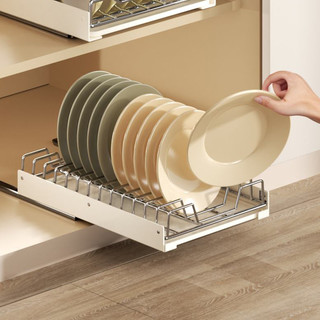 太力厨房置物架碗碟收纳架碗盘碗架橱柜拉篮抽拉式碗篮碗柜沥水架