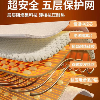 安睡宝（SOMERELLE）3C可水洗电热毯家用碳纤维电褥子智能断电双区控温毯1.2米*1.8米