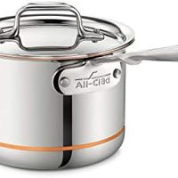 All-Clad 6202 不锈钢铜芯5层粘合式平底锅/炊具，适用于洗碗机，2夸脱，银色，8700800027