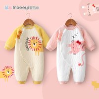 88VIP：yinbeeyi 婴蓓依 婴儿连体衣秋冬加厚女宝宝哈衣爬服新生儿衣服保暖夹棉卡通