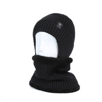 中老年人帽子男士冬季保暖护耳毛线帽 黑色均码