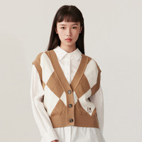 E·LAND 衣恋 女士V领无袖针织马甲 EEVKC8801I37