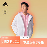 adidas 阿迪达斯 轻运动男女同款冬季500蓬保暖连帽鸭绒羽绒服 白色 A/M