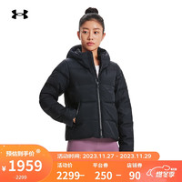 安德玛（UNDERARMOUR）秋冬ColdGear女子短款训练运动鸭绒羽绒服1378861 黑色001 XS