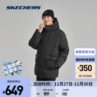 斯凯奇（Skechers）秋冬羽绒服男士通勤舒适保暖时尚羽绒外套L423M091 碳黑/0018 XL