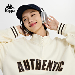 卡帕（Kappa）针织套头衫2023半拉链运动卫衣加绒字母印花休闲长袖 羊脂白-0111 S