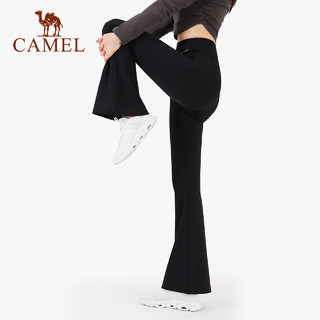 骆驼 CAMEL瑜伽微喇叭裤女秋季高弹高腰鲨鱼裤防晒运动裤外穿阔腿裤 Y24BAW6005，寒泉灰，女 S