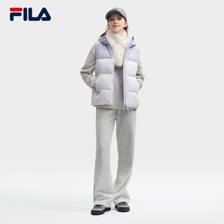 FILA 斐乐女士羽绒马甲2023冬时尚休闲基础撞色连帽上衣 标准白-WT 180/96A/XXL