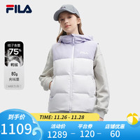 FILA 斐乐女士羽绒马甲2023冬时尚休闲基础撞色连帽上衣 标准白-WT 180/96A/XXL