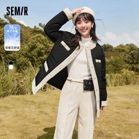 Semir 森马 羽绒服女中长款圆领小香风气质冬新款宽松轻熟风时尚女装