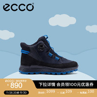 爱步（ECCO）儿童靴子 冬季防滑高帮女童皮鞋 突破761992 黑色/午夜蓝76199260159 30码