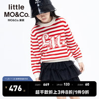 little MO&Co.美丽诺羊毛 little moco童装23冬装男女童条纹套头毛衣毛衫 红白条色 140/64