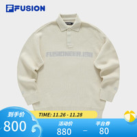 FILA 斐乐 FUSION斐乐潮牌款织衫时尚休闲翻领毛衣 灰麦色-BG 165/88A/S