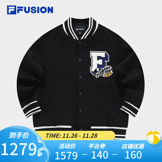 FILA FUSION斐乐潮牌梭织外套男时尚休闲宽松棒球服 正黑色-BK 170/92A/M