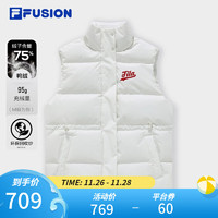 FILA FUSION斐乐潮牌羽绒马甲女2023冬基础时尚立领保暖上衣 纶度白-WT 165/84A/M