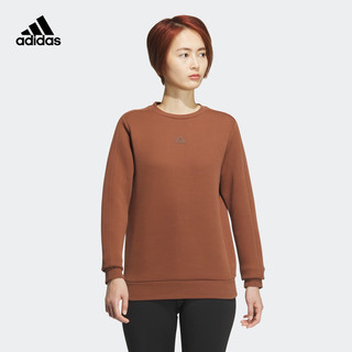 adidas阿迪达斯轻运动女装冬季简约运动圆领卫衣套头衫JE8615 棕色 A/S