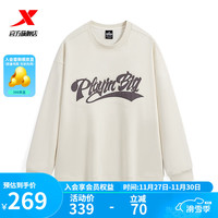 XTEP特步卫衣男套头卫衣保暖上衣长袖977429920398 棉花白 L