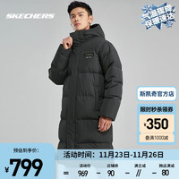 SKECHERS 斯凯奇 羽绒服男冬季长款外套锁温保暖 P423M125-0018碳黑 XXL