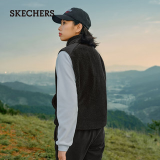 斯凯奇（Skechers）女子保暖羊羔绒背心P423W083 碳黑/0018 S