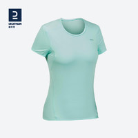 迪卡侬（DECATHLON）速干T恤男女运动户外宽松快干吸汗跑步短袖QUMM MH100 女款 水青色 XL