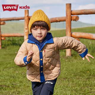 Levi's李维斯儿童装男童羽绒服保暖内胆连帽外套上衣 棕褐色 110/52(4)