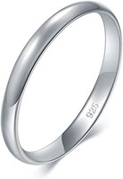BORUO 925 纯银戒指 高抛光 普通圆顶 抗褪色 舒适 适合特殊场合 2mm 3mm 戒指 尺寸 4-12