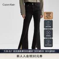 Calvin Klein  Jeans24春季女士开衩微弹水洗高腰直筒微喇牛仔裤J222968 1BY-牛仔黑 25