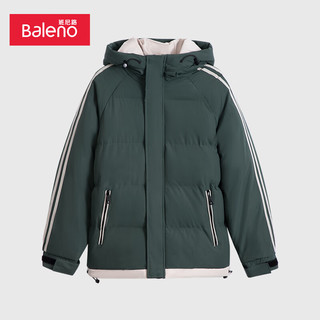 班尼路（Baleno）棉服男袖中织带连帽夹棉外套潮流棉衣保暖舒适 135G L
