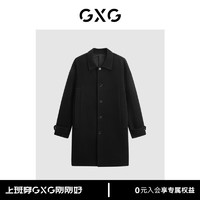 GXG男装 商场同款立体印花中长款大衣 冬季GEX12629994 黑色 175/L