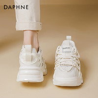 达芙妮（DAPHNE）小众设计感老爹鞋女时尚百搭厚底小个子休闲运动女鞋 米色 35