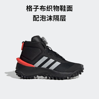 adidas阿迪达斯FORTATRAIL男小童防滑加绒保暖高帮旋转按钮运动鞋 黑色/银色/红色/白色 32(195mm)