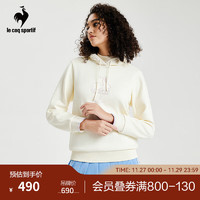 乐卡克（Le coq sportif）法国公鸡女款2023骑行系列带帽加绒套头衫卫衣CL-1683234 原白色 /WAS S