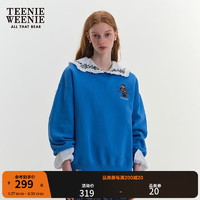 Teenie Weenie小熊加绒卫衣女20宽松基础圆领套头落肩加绒卫衣女 蓝色 165/M