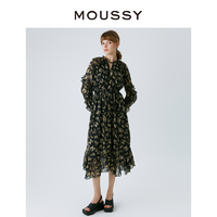 抖音超值购：MOUSSY2023秋季新款印花复古度假长袖连衣裙女