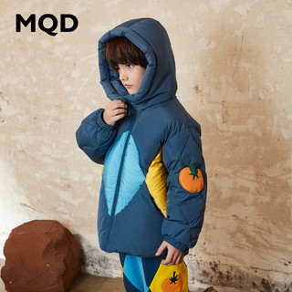 MQD 马骑顿 童装男童菱形保暖羽绒服2022年冬装儿童设计感撞色外套潮