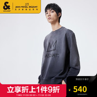 杰克琼斯 杰克·琼斯（JACK&JONES）BSQ联名23冬季男通勤上班渐变宽松圆领卫衣男223433131 E40黑色 165/88A/XS