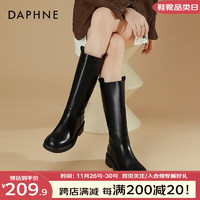 达芙妮（DAPHNE）时装长筒靴女冬季百搭时尚高筒骑士靴马丁靴胖mm不过膝 黑色 36