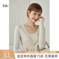 范思蓝恩 U型领针织衫女春秋长袖修身显瘦打底衫女内搭上衣213019