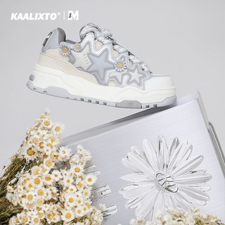 KAALIXTO &MEDM联名银灰色面包鞋2023秋冬新款小众设计星星鞋
