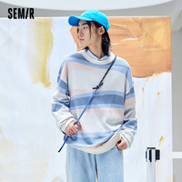 Semir 森马 多彩男针织条纹毛衫撞色阳光青春活力圆领上衣10-7621107104